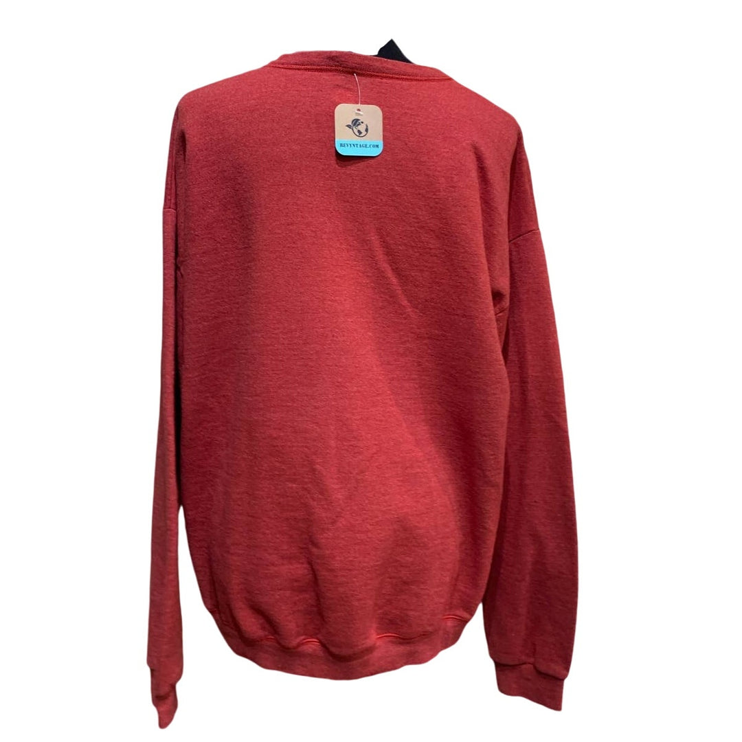 Hand Printed Upcycled Mens Large Cardinal Bird PolyCotton Crew Neck Sweatshirt