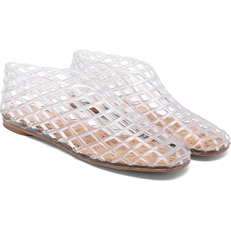 New Womens Size 10 Clear Jelly Slide On Low Heel Sandals Mesh Sandals Shoes