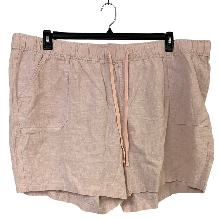 New Eddie Bauer Womens 3X Pale Pink Hemp Cotton Hemplify Beach Pull Shorts