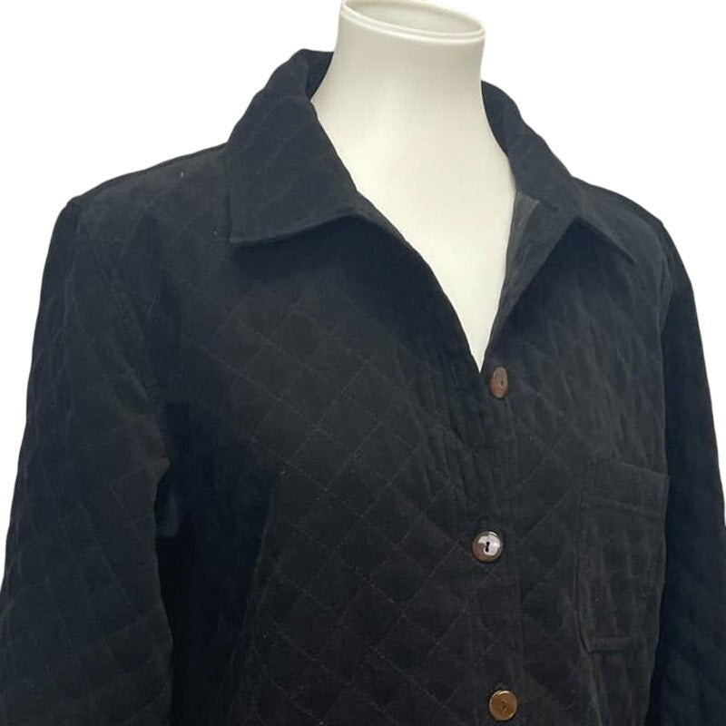 Talbots Womens Medium Super Soft Quilted Long Sleeve Button Up Polyester Jacket