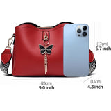 Xiaoyu Womens Red Zipper Close Faux Leather Butterfly Charm Small Crossbody Bags