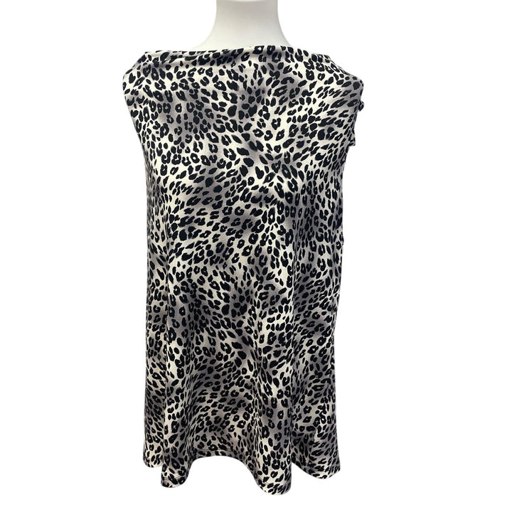 Nine West Womens Plus Size 3X Scoop Front Sleeveless Polyester Blend Leopard Top