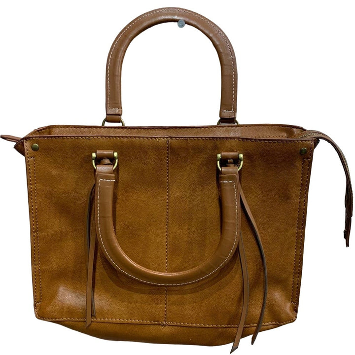 Universal Thread Cognac Brown Faux Leather Small Handbag w Lots of Pockets