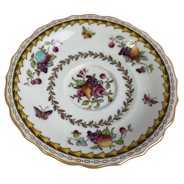 Vintage Spode Rockingham Cup &amp; Saucer Fruit 695905 Bone China England Teacup Set