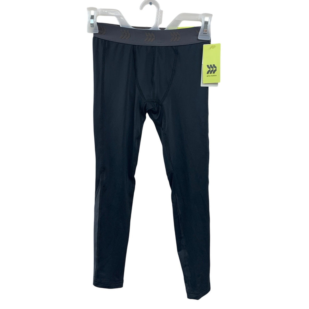 New All In Motion Boys Small (6/7) Black Moisture Wicking Fitted Athletic Tights