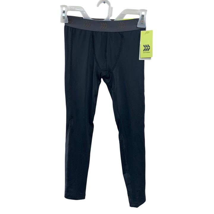 New All In Motion Boys Small (6/7) Black Moisture Wicking Fitted Athletic Tights