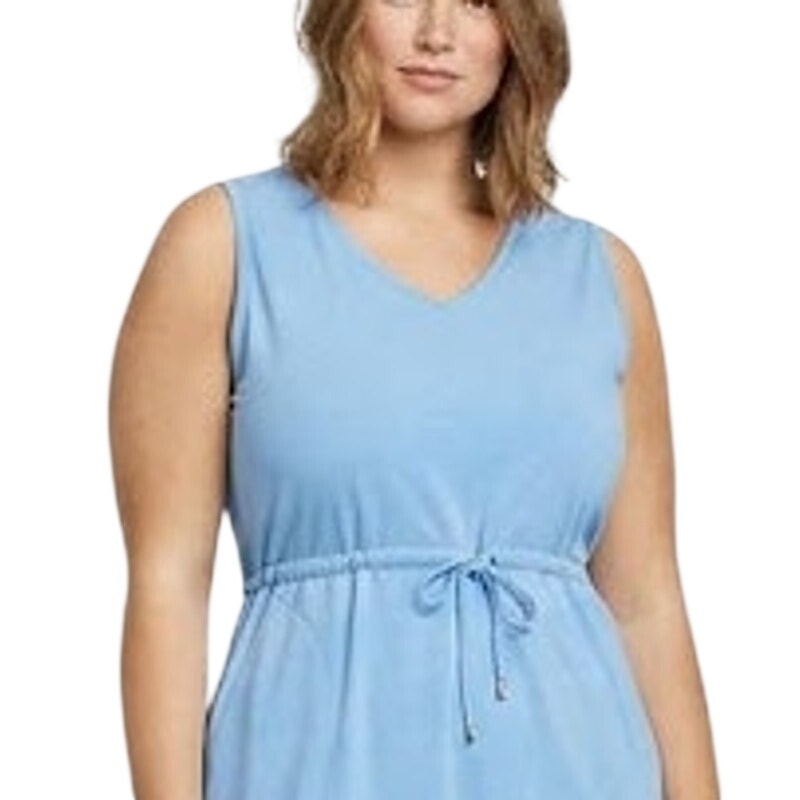 New Eddie Bauer Womens 2X Light Blue Sleeveless UPF 50+ Departure Tank Dress