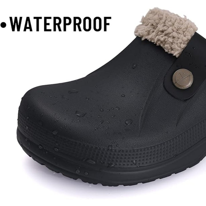 Beslip Womens Size 9 Black Clogs Fur Lined Round Closed Toe Slip On Shoes