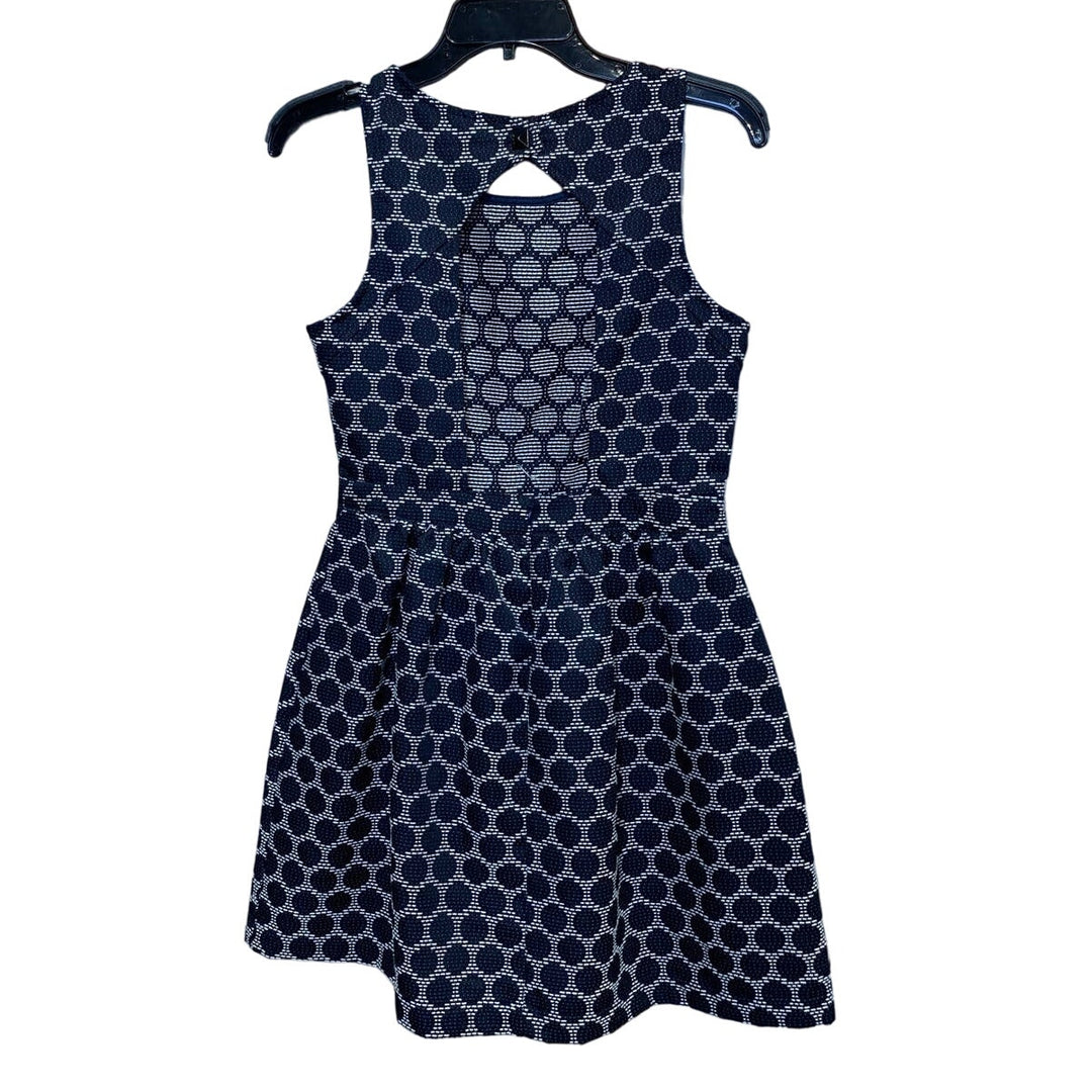 Moonlight Medium Black White Polka Dot Sleeveless Fit &amp; Flare Keyhole Back Dress