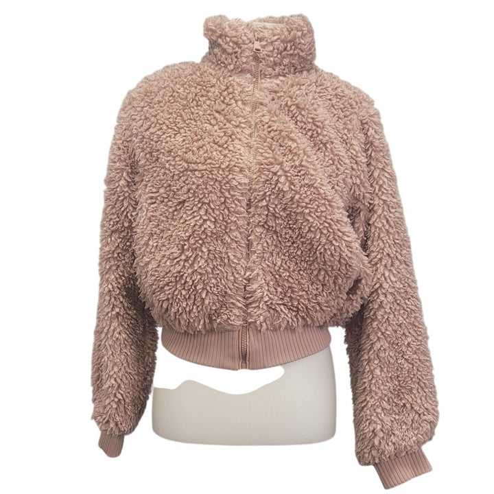 Love Tree Womens Small 100% Polyester Full Zip Long Sleeve Cropped Sherpa Jacket