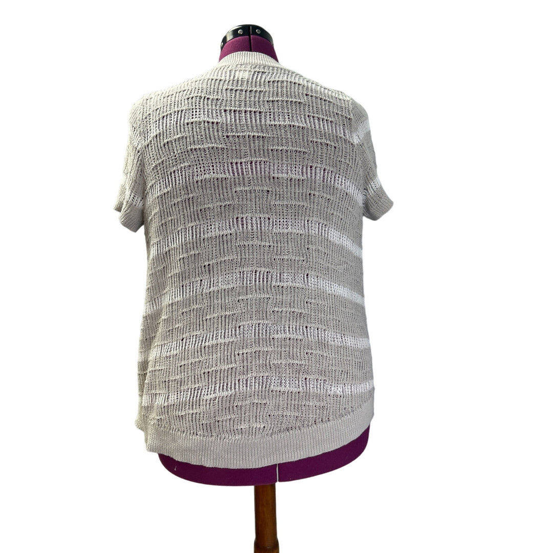 Mossimo Womens XXL Short Sleeve Loose Knit Striped 100% Cotton Open Cardigan