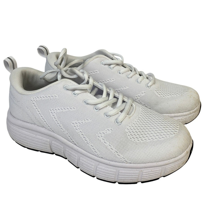 Kirkland Signature Mens 8.5 White Sneaker Comfort Walker Lace Up Round Toe Shoes