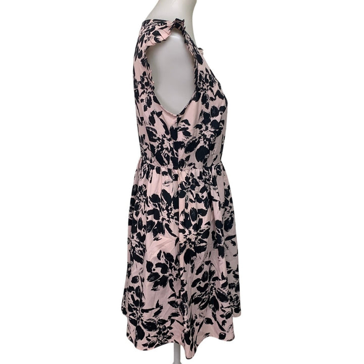 ELLE Womens Medium 100% Polyester Floral Sleeveless Fit n Flare Side Zip Dress