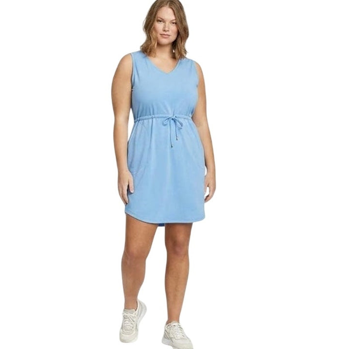 New Eddie Bauer Womens 2X Light Blue Sleeveless UPF 50+ Departure Tank Dress