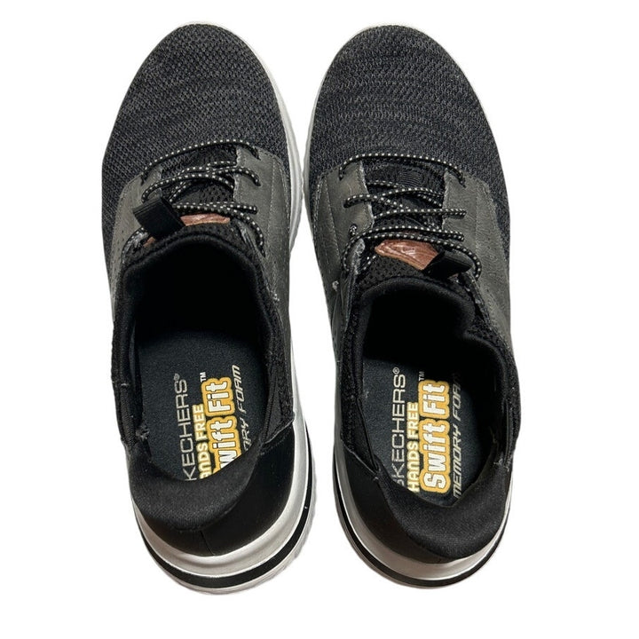 Skechers Mens Size 8 Black Gray Hands Free Swift Fit Memory Foam Athletic Shoes