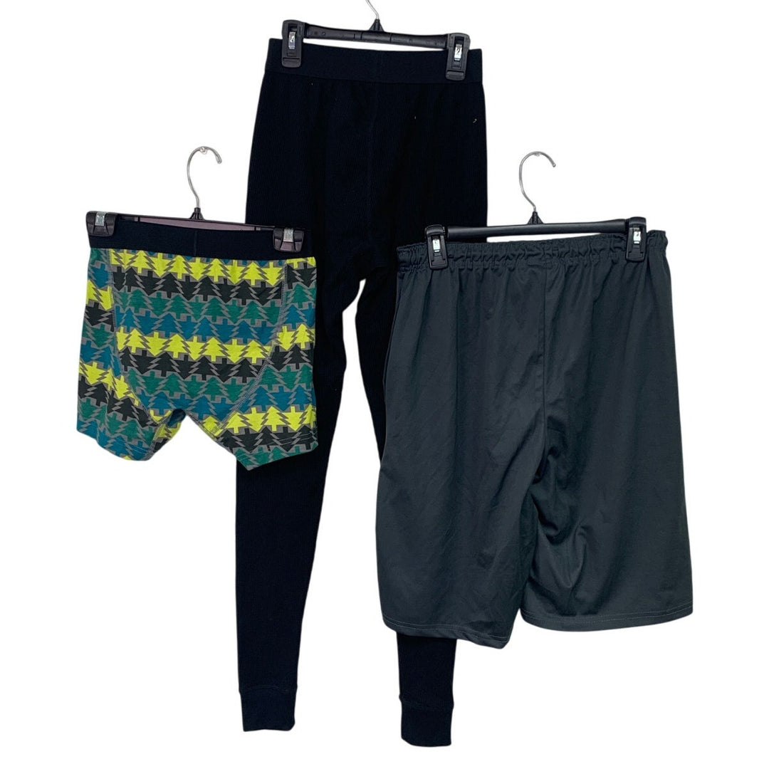 Lot of 3 Mens Small Waffled Long Underwear Boxer Briefs Drawstring Waist Shorts