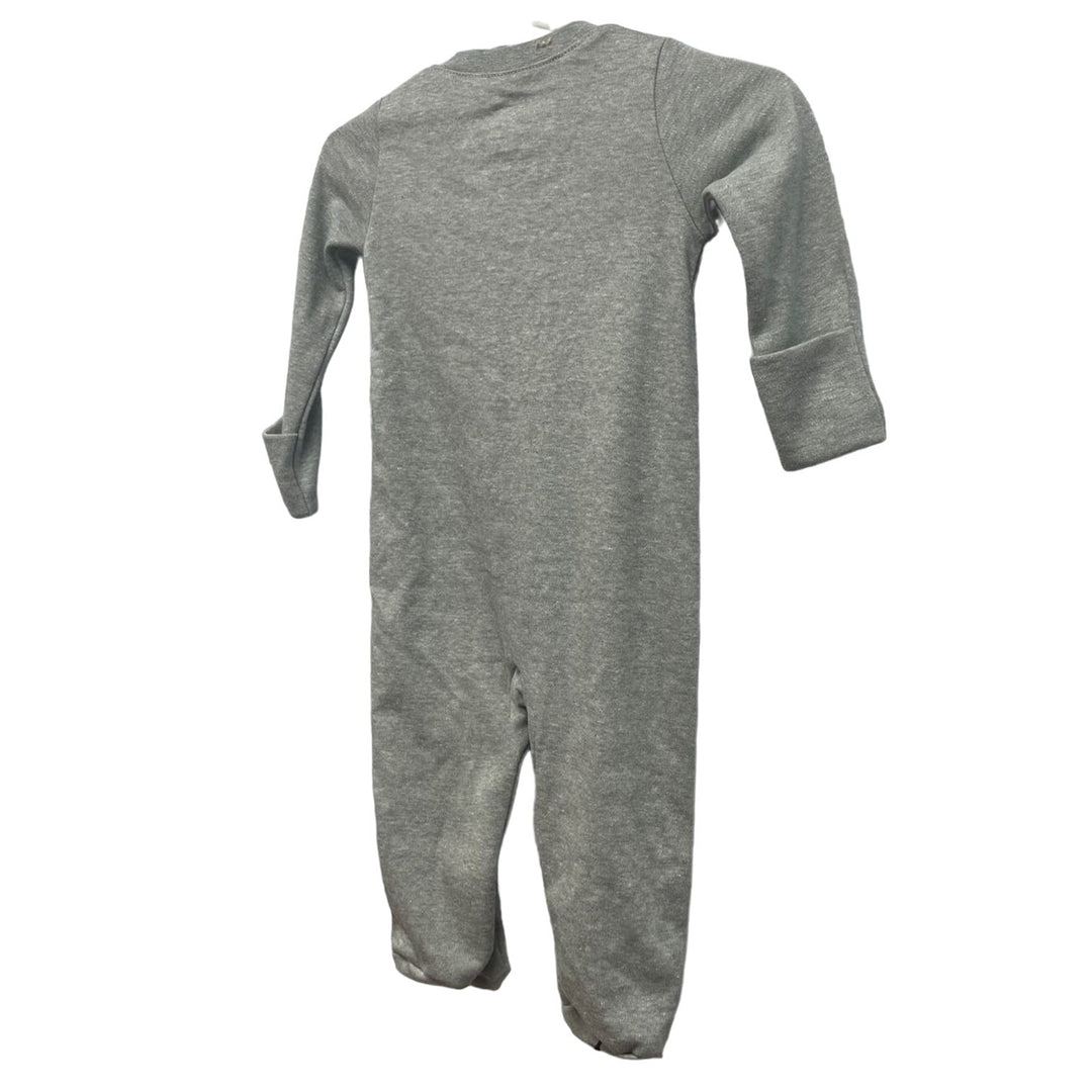 New Nike Baby Infant Newborn Zip Up Gray One Piece Long Sleeve Sleeper Bodysuit