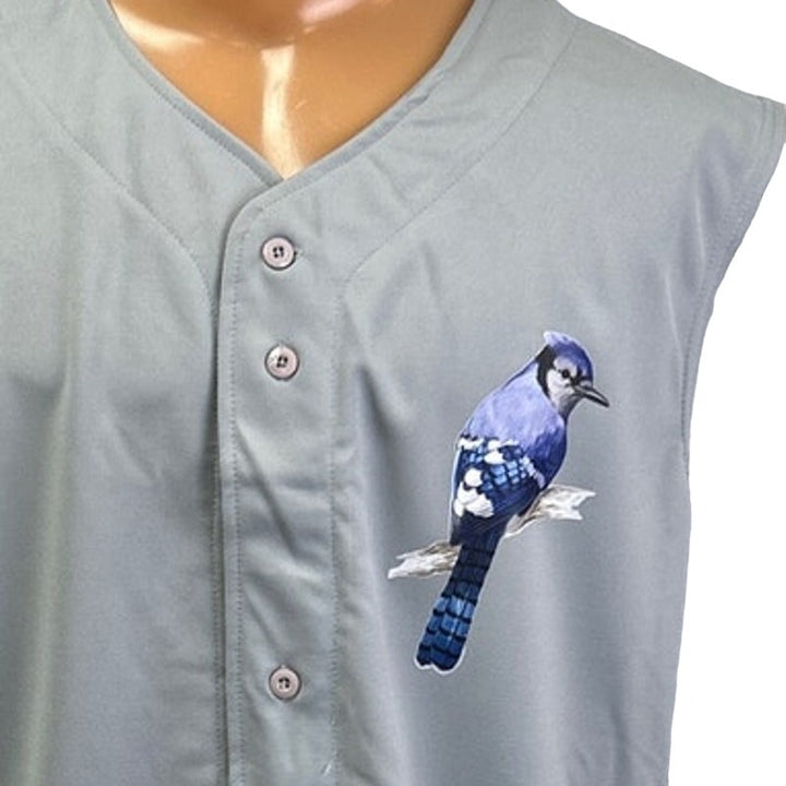New Tag Team Mens Large Blue Jay Button Down Sleeveless Baseball Jersey