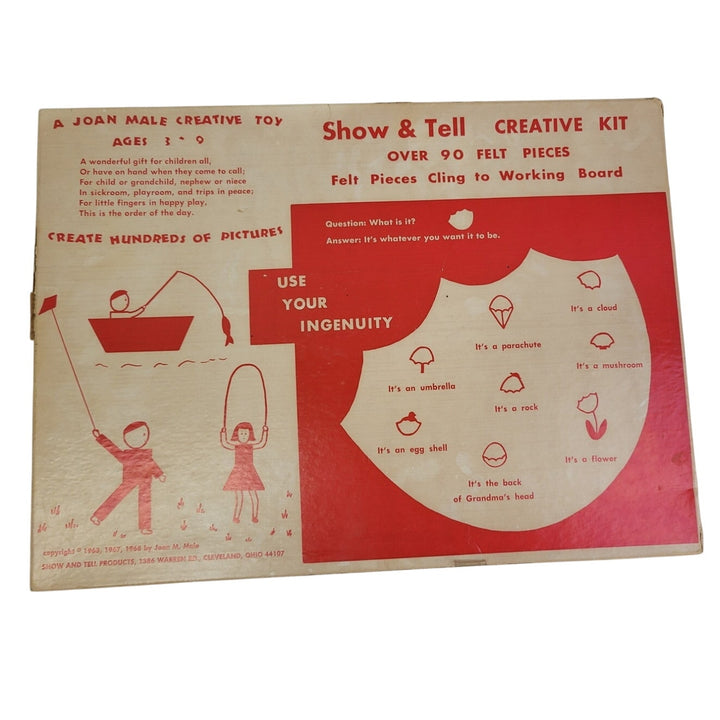 Vintage 1968 Joan Male Creative Toy Show &amp; Tell Felt Creative Art Kit Ages 3-9