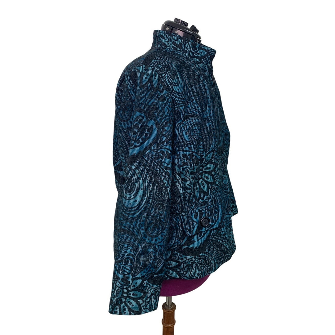 DressBarn Womens 22W 100&amp; Polyester Abstract Floral Long Sleeve Front Zip Jacket