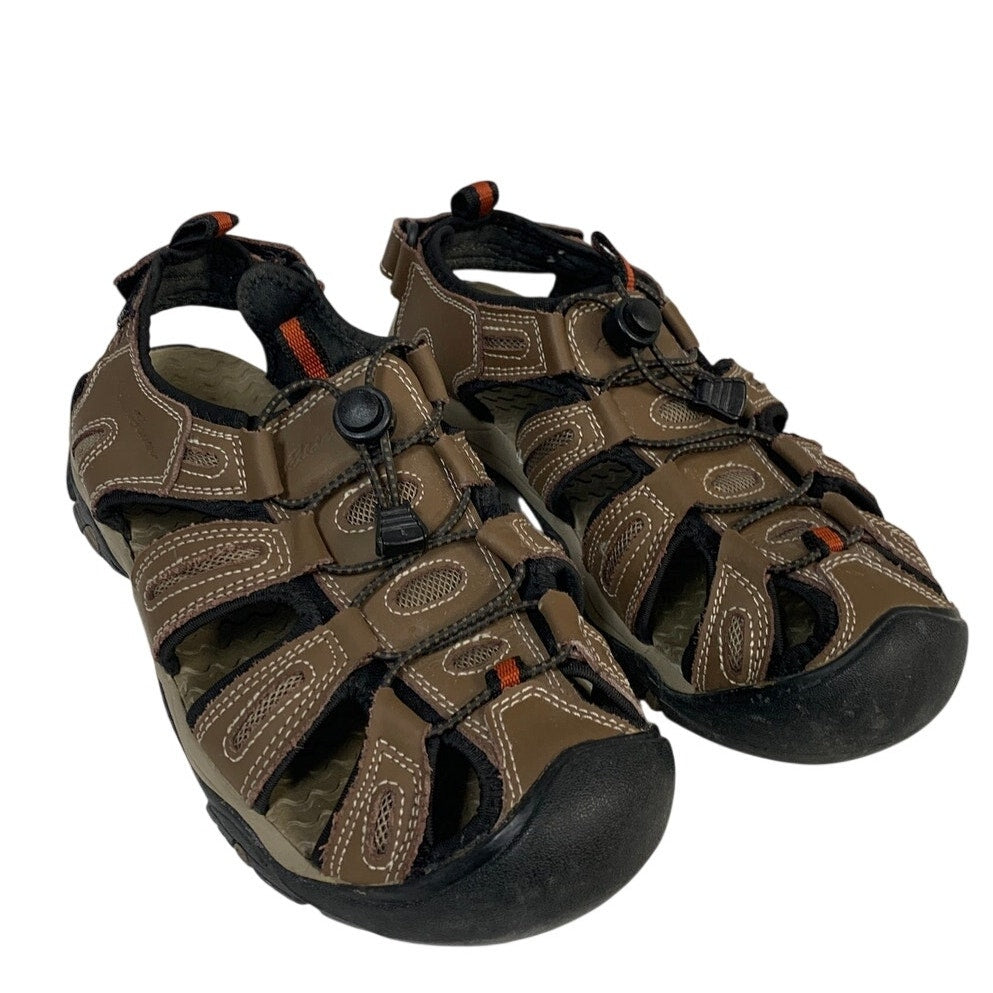 Eddie Bauer Mens Size 9 Brown Sandal Lace Up Drawstring Faux Leather Sandals