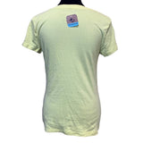 Hand Printed Upcycled Womens Small Dragonfly Short Sleeve V-Neck 100% Cotton Tee