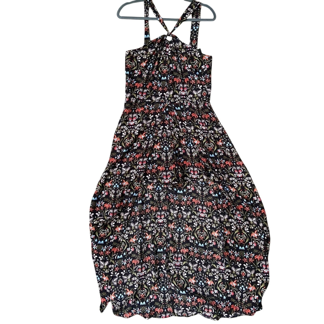New Material Girl Juniors Large Thin Strap Floral Back Zip Maxi Overlay Romper