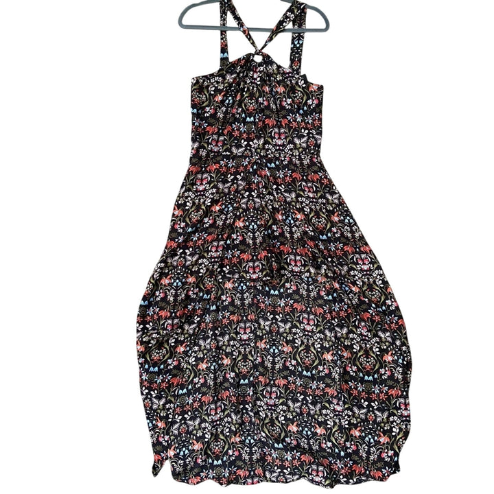 New Material Girl Juniors Large Thin Strap Floral Back Zip Maxi Overlay Romper