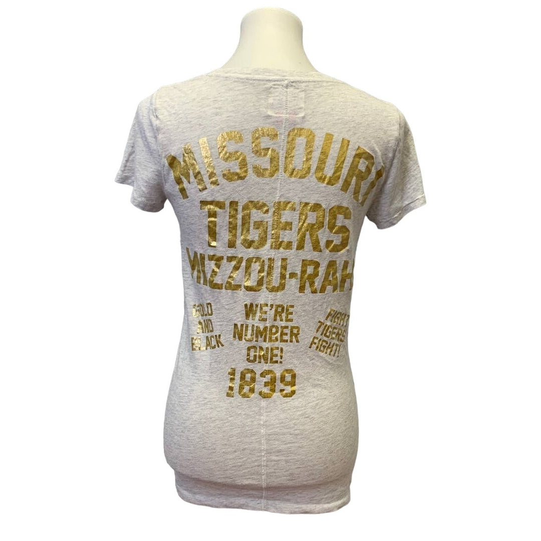 Mizzou Columbia Tigers Womens Medium Pink 5th &amp; Ocean V-Neck Cotton Blend Tee