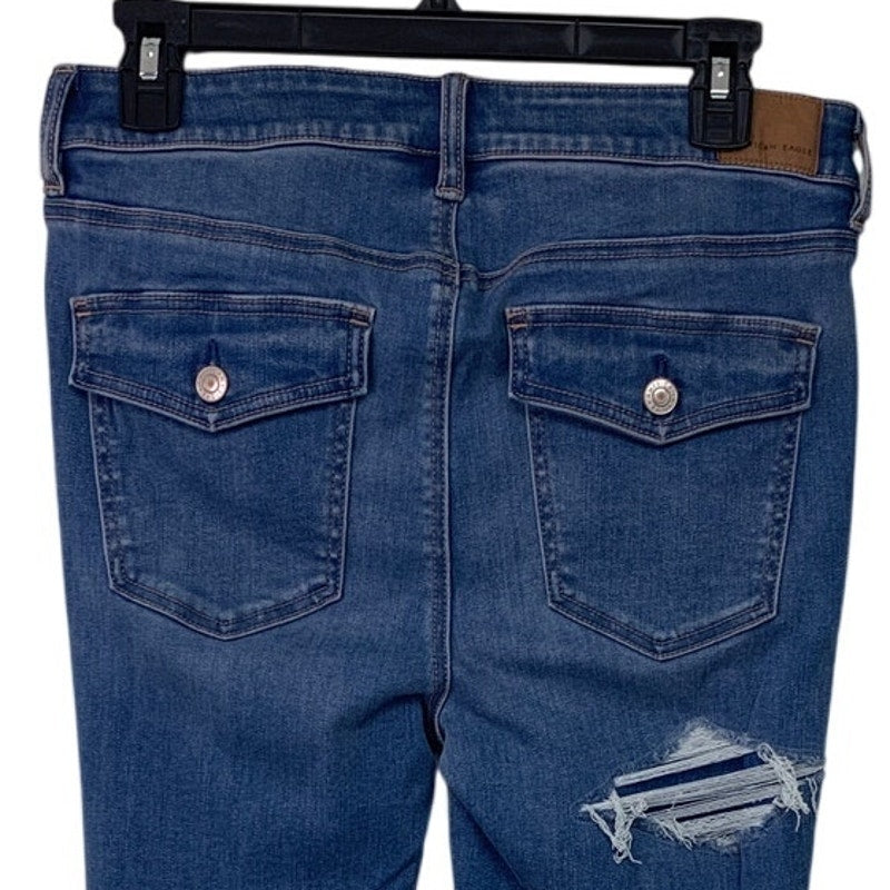 New American Eagle Womens Size 12 Distressed Ripped High Rise Denim Jeggings
