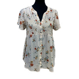 Knox Rose Medium Lightweight Floral Flowy Hi Low Button Down Smocked Blouse