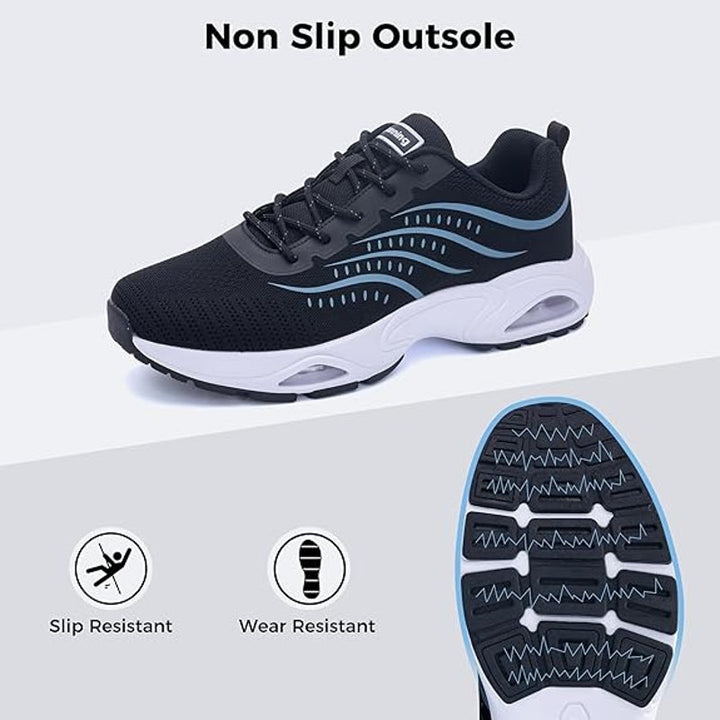 Maykx Mens Size 13 Black Blue Mesh Lace Up Breathable Comfort Athletic Shoes