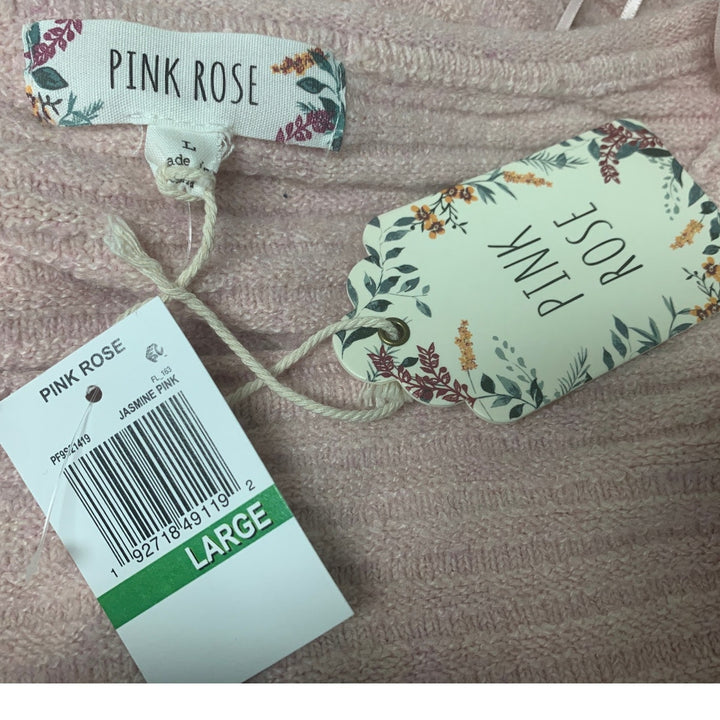 NWT New Pink Rose Juniors Large Scoop Neck Super Soft Ribbed PolyBlend Sweater
