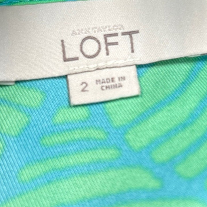 Ann Taylor Loft Womens Size 2 Tropical Cap Sleeve Elastic Waist Romper w Pockets