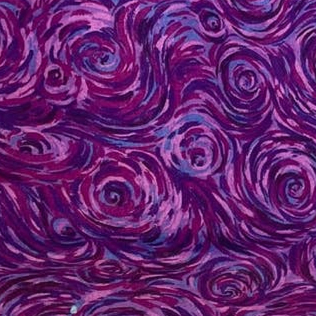 2yds 100% Cotton Purple Blue Swirl Stripe Quilting Craft Sewing Fabric Remnant