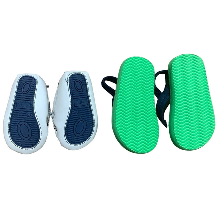 Lot of 2 Baby Boy Size 2 White Penny Loafers Polka Dot Flip Flops Toddler Shoes