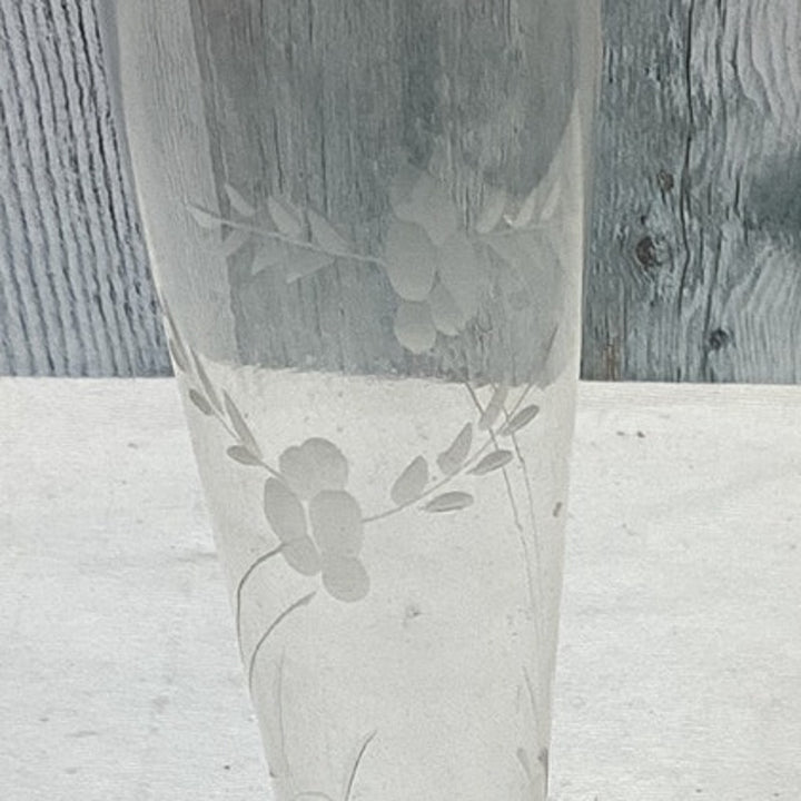 Vintage Duchin Sterling Silver Single Floral Etched Glass Bud Flower Vase
