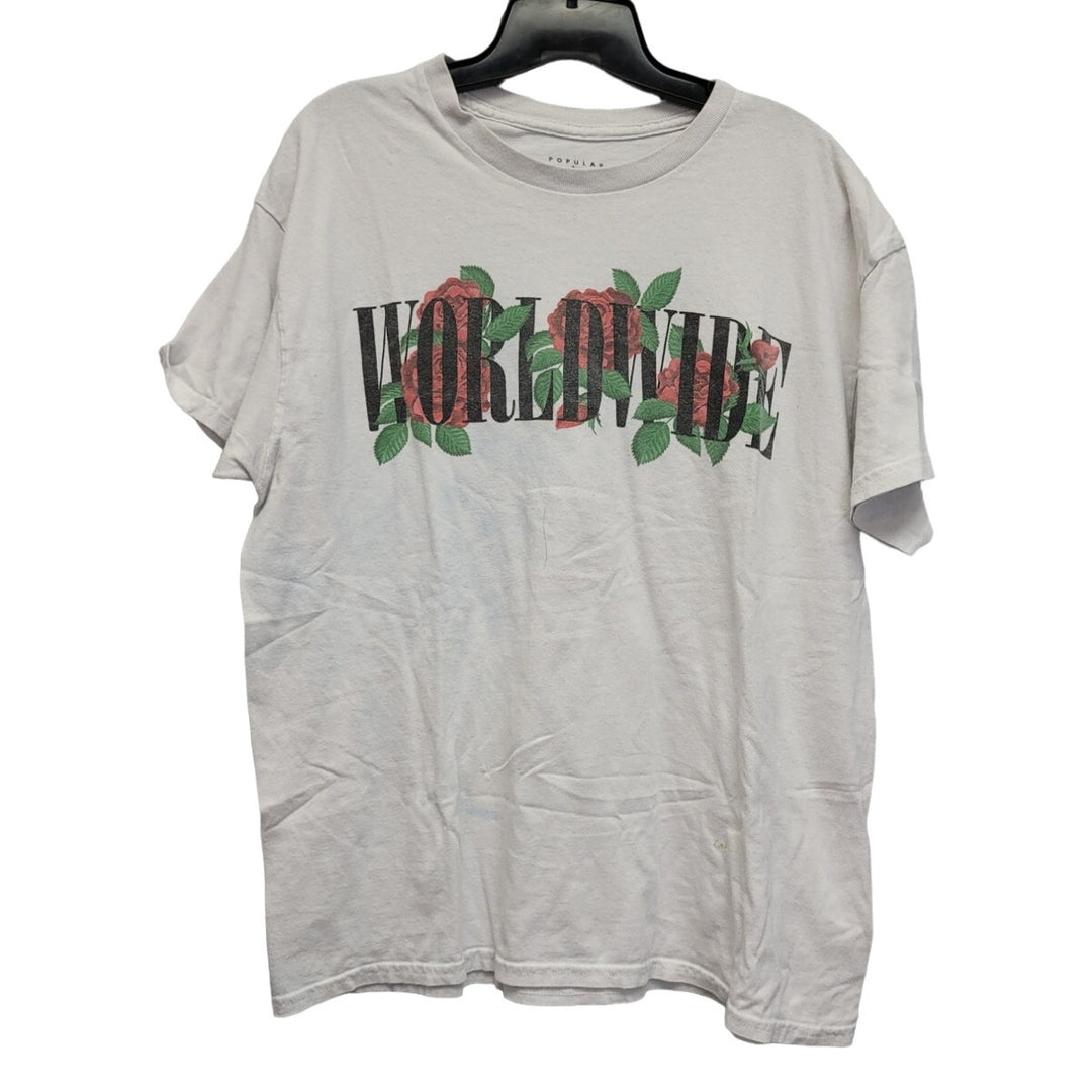 Popular Poison Mens Large World Divide Roses 100% Cotton Short Sleeve Tee Shirt