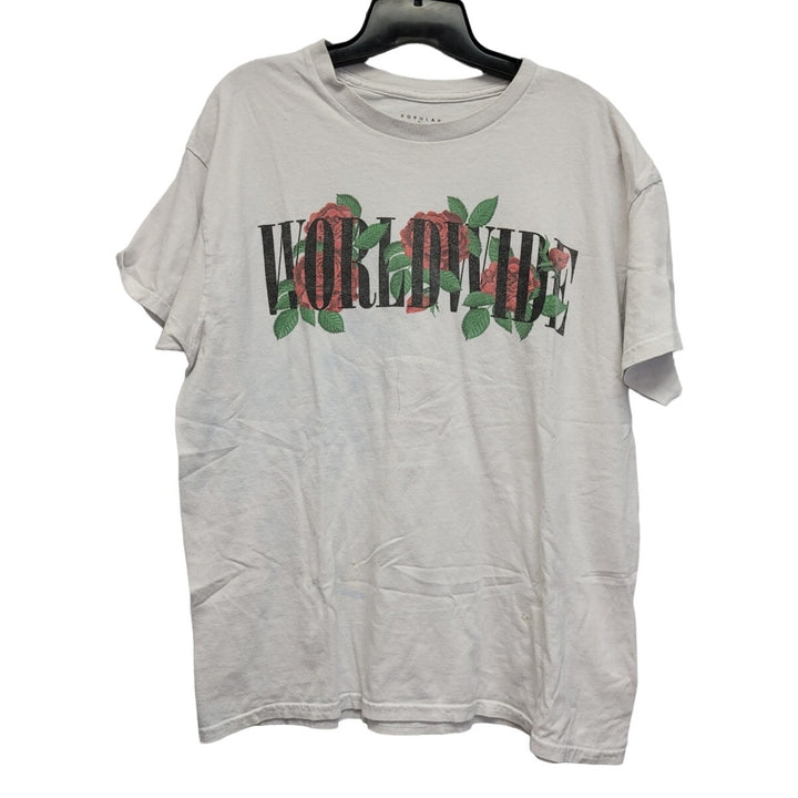 Popular Poison Mens Large World Divide Roses 100% Cotton Short Sleeve Tee Shirt