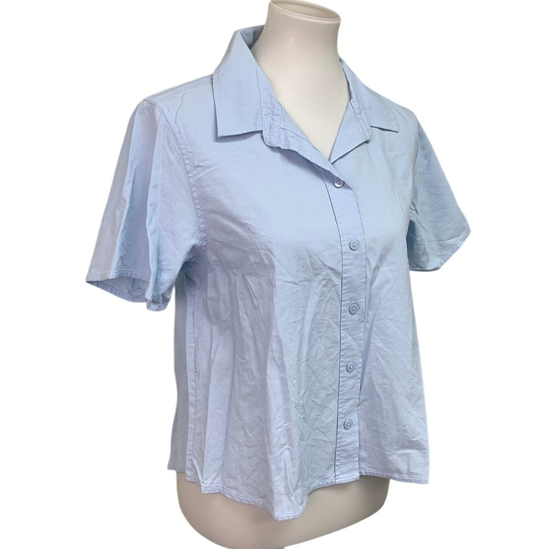 New American Eagle Womens Medium Short Sleeve Collared Button Up Shirt