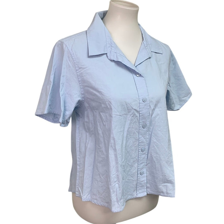 New American Eagle Womens Medium Short Sleeve Collared Button Up Shirt