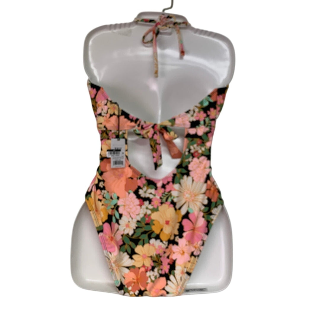 New Shade &amp; Shore Womens Large Tropical Floral Med Seat Coverage 1PC Swim Suit