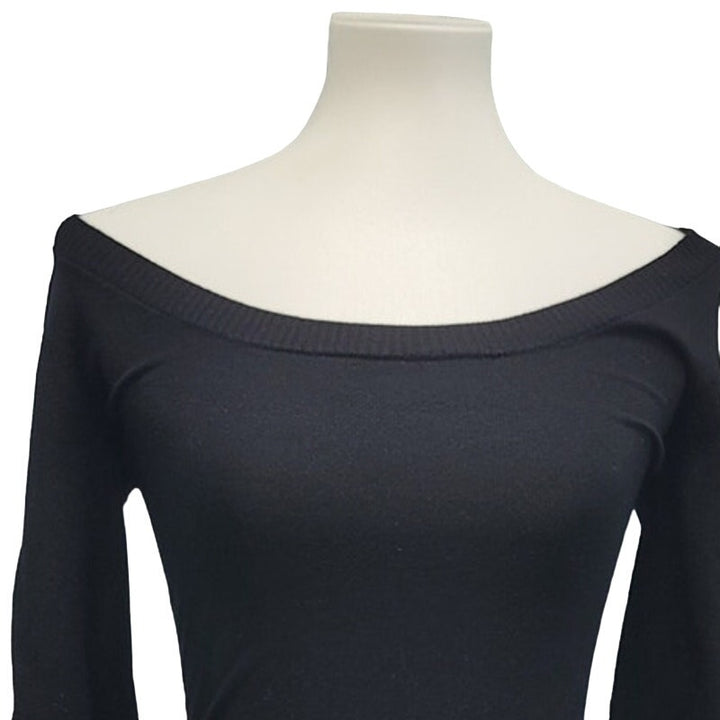 Forever 21 Womens Small Black Viscose Nylon Long Sleeve Scoop Neck Sweater