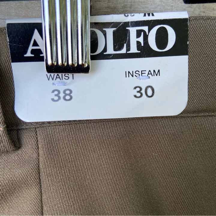 NWT New Adolfo Mens Size 38 X 30 Olive PolyRayon Pleated Front Dress Pants