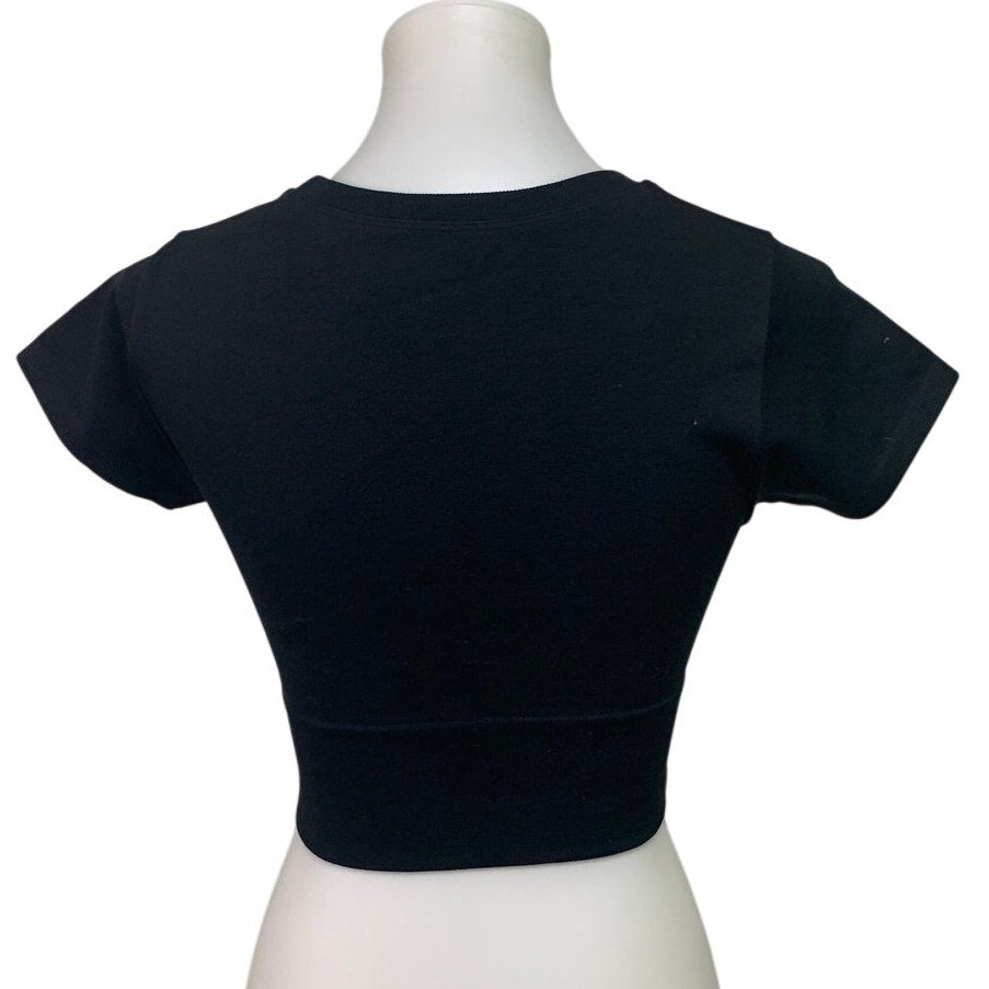 New OFFLINE By Aerie Womens Small Black Sidewalk Seamless Cropped T-Shirt Tee