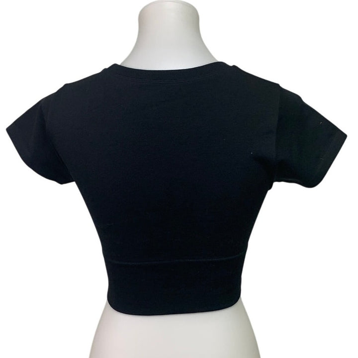 New OFFLINE By Aerie Womens Small Black Sidewalk Seamless Cropped T-Shirt Tee