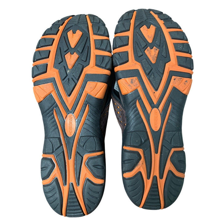 Hobibear Mens Size 14 Brown Orange Faux Leather Strap Thong Flip Flop Sandals