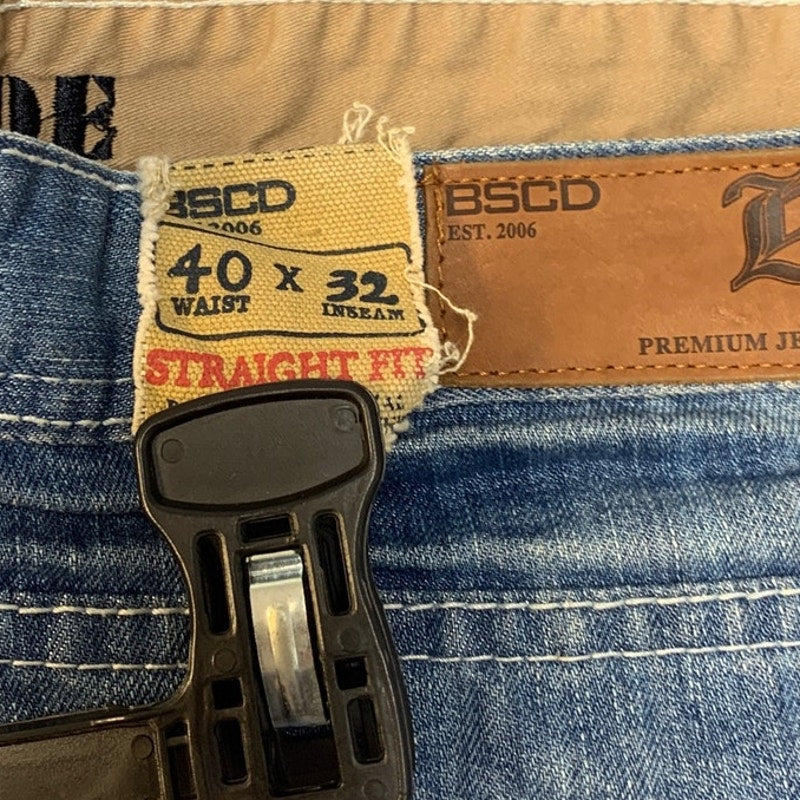 New Basic Code Mens 40X32 Cotton Factory Whiskered Distressed Faded Denim Jeans