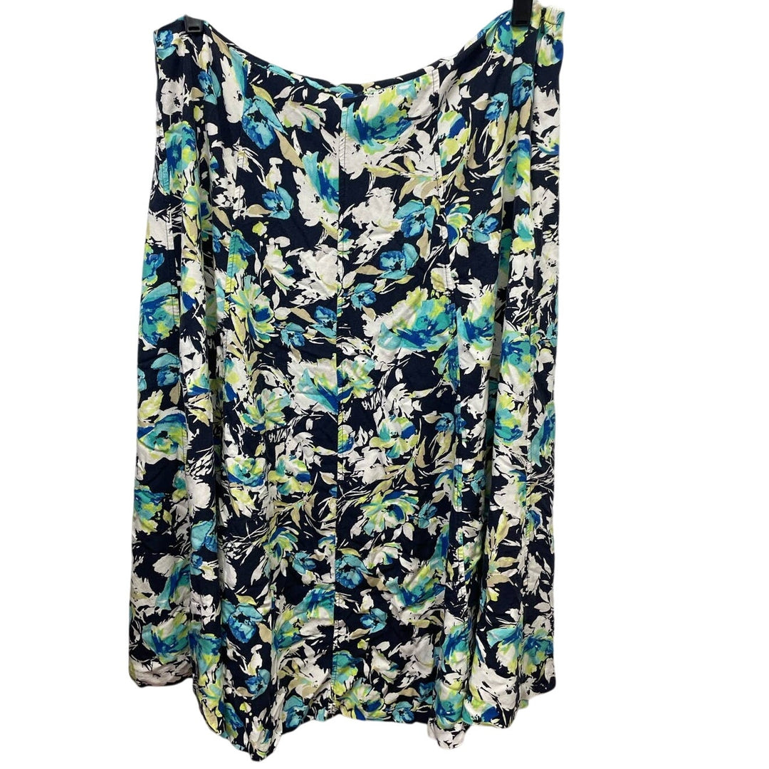 Christopher &amp; Banks Womens Size 16 Side Zip 100% Rayon Floral Midi A-Line Skirt