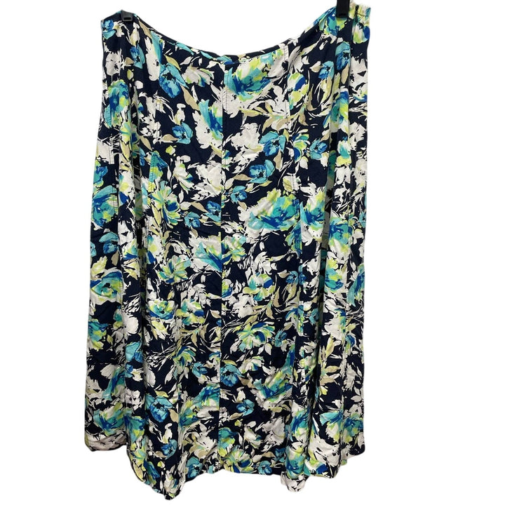 Christopher &amp; Banks Womens Size 16 Side Zip 100% Rayon Floral Midi A-Line Skirt